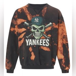 MLB New York Yankees Custom Acid Wash Crewneck Sweatshirt Big & Tall 3XLT 4XLT